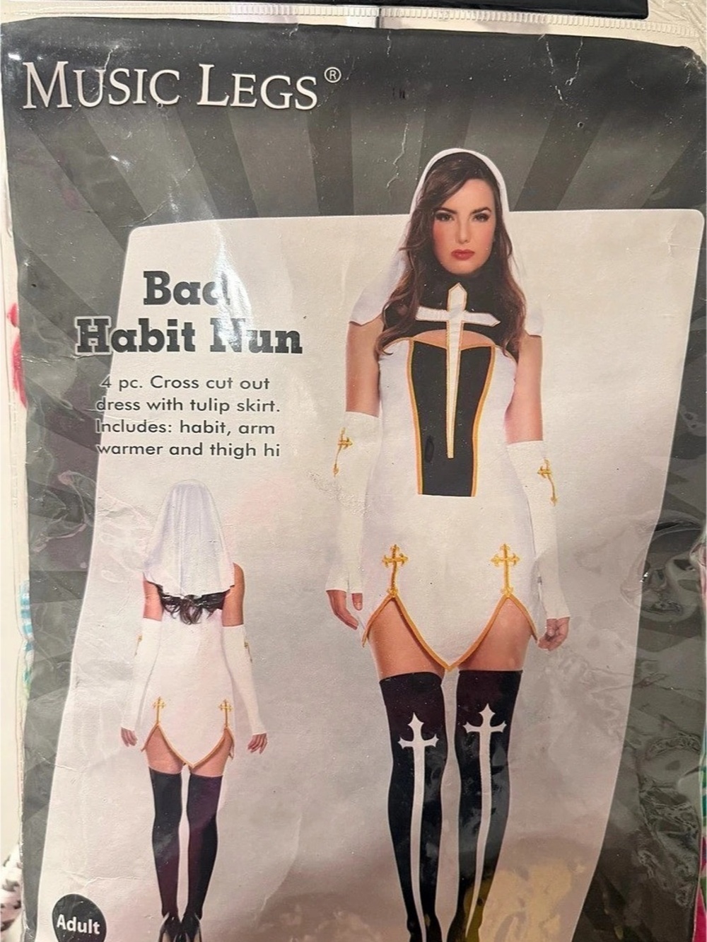 Music Legs Bad Habit Nun Costume 4-Piece Adult Costume. Used once.
